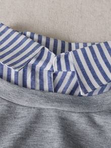 GlowEve 2025 Casual Linen Striped Patchwork Collared Pullover Sweatshirt, Fashionable & Versatile, Suitable For Autumn Daily Wear & Holidays