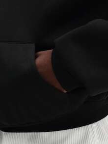 SUMWON 常规款套头连帽衫，带抽绳和字母Logo设计，休闲街头风，秋冬季衣橱必备单品 - 黑色 - 查看 7