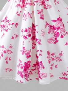 Sweetra Váy midi xếp ly họa tiết sứ trắng xanh nhạt ngọt ngào - Hồng - Xem 7