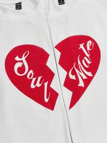 Manfinity VCAY 2 piezas/Paquete Camisetas de punto de cuello redondo de manga corta con estampado gráfico casual para hombres - Blanco - Ver 5