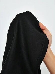 SHEIN Lady Women's Houndstooth Cutout Design Long Sleeve Top And Pencil Skirt Elegant Suit Set - Black and White - View 9