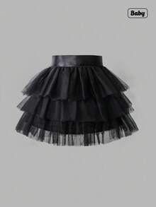 Sweetra Baby Girl Pink Tulle Skirt For Party Dress, Festival Costume, Photo Booth Prop - Black - View 2