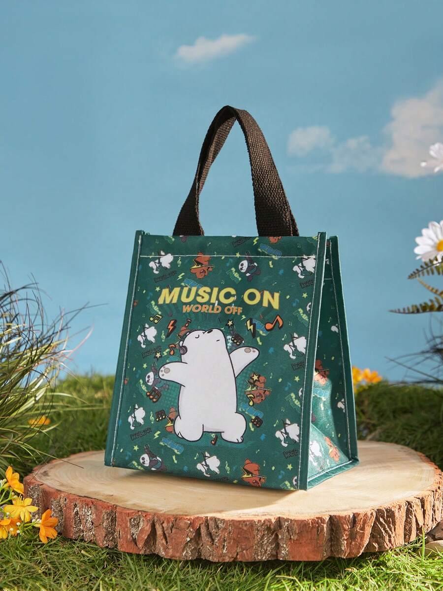 We Bare Bears X SHEIN 卡通图案时尚保温午餐包，多功能包，午餐包，保冷包 - 卡通 - 查看 1