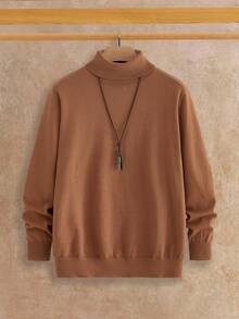 HIMLAND 3pcs/Set Men's Crew Neck Basic Solid Color Pullover Sweaters Men Sweater Top Men Turtleneck Pullovers Sweater Plain Sweater, Fall Winter Clothes