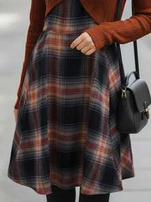 EMERY ROSE Bộ 2 món áo crop top dài tay viền chéo họa tiết kẻ caro xuân/thu cho nữ - Nhiều màu - Xem 3