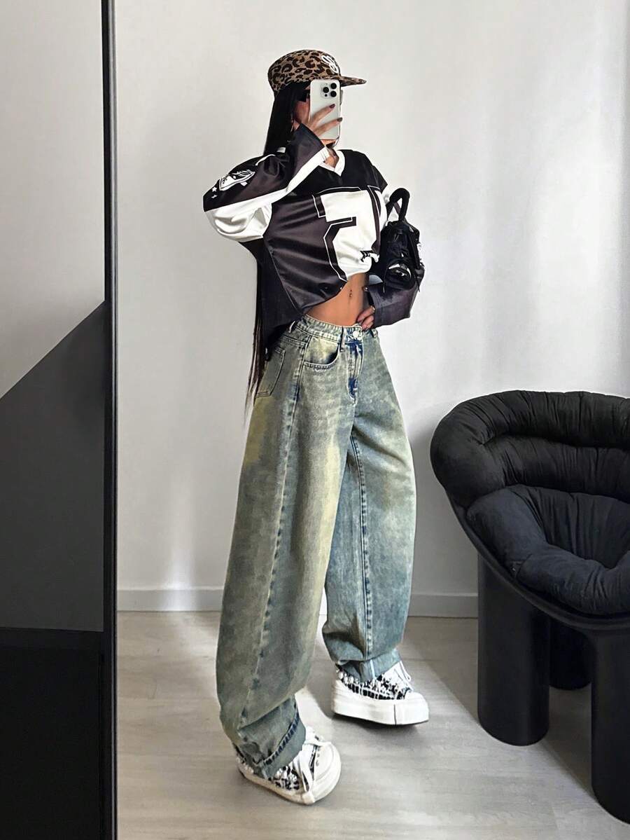 StreetHx 女士休闲喇叭牛仔裤 - 中等水洗藍 - 查看 1