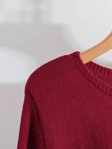 GlowEve CURVE 大码休闲纯色圆领毛衣连衣裙，秋冬季