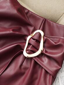 Franclia Quần short mini chất liệu da PU phong cách đường phố thường ngày dành cho nữ, thích hợp cho lễ tốt nghiệp, trang phục dự tiệc trở lại trường của giáo viên nữ, quần short dự tiệc màu đỏ dành cho nữ - Đỏ - Xem 3