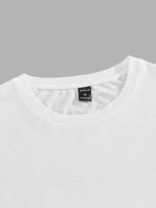 Manfinity VCAY Men's Solid Color Minimalist Casual Crew Neck Long Sleeve Knit T-Shirt, Couple Things - Black and White - View 4