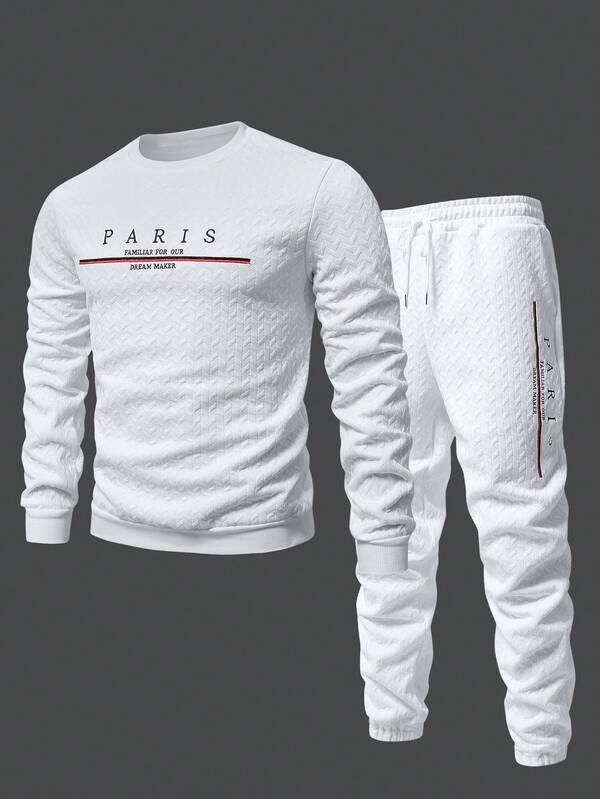 Manfinity Mode Conjunto de sudadera casual de cuello redondo y manga raglán de manga larga para hombre