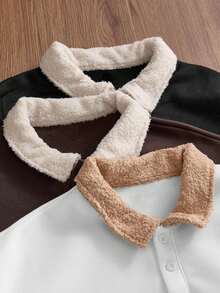 SWAVVY 男士撞色刺绣英文字母 Polo 领卫衣，秋冬服装，情侣装 - 彩色 - 查看 7