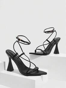 CUCCOO SZL Casual Minimalist Versatile Pointed Toe Buckle Closure Women Heeled Sandals Valentine's Day