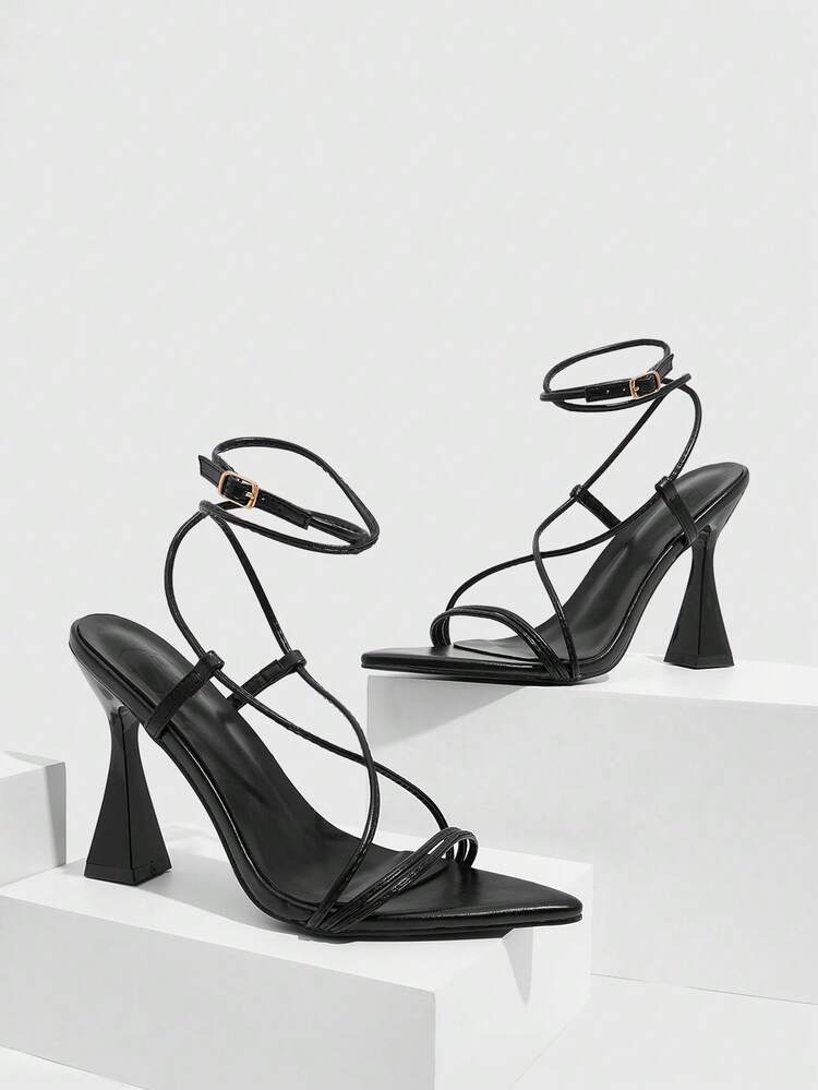 CUCCOO SZL Casual Minimalist Versatile Pointed Toe Buckle Closure Women Heeled Sandals Valentine's Day Prom Heels