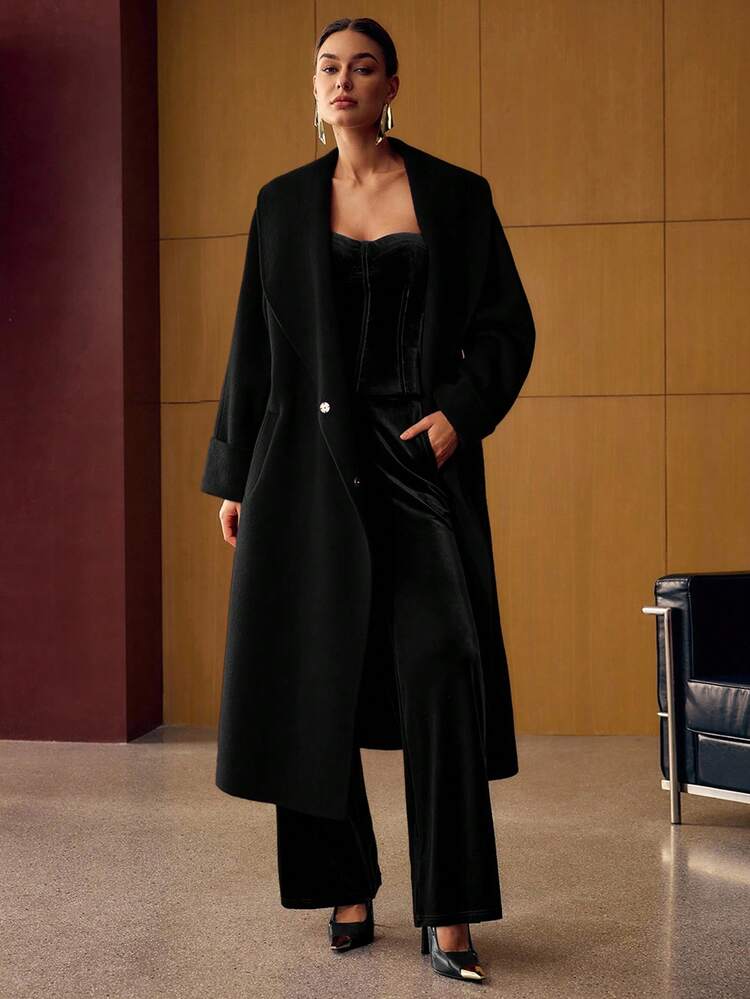 WOMEN'S VELVET WIDE LEG TROUSERS, AUTUMN/WINTER