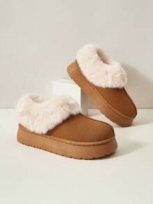 Cuccoo Women's Popular Thermal Lined Thick Sole "Style" Snow Boots, Autumn/Winter New High-End Faux Suede/Soft Fur Slip-On Boots For Christmas - Camel - View 1