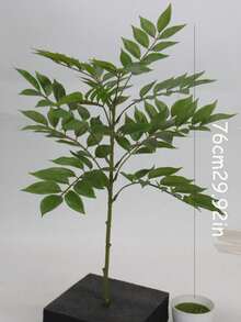 76/140cm Tropical Artificial Ficus Tree Fake Large Nandina Tree Branch Plastic Palm Tree Tall Green Banyan Plants For Home Garden Office Decor Without Pot - Green - View 11