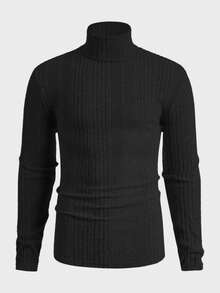 Manfinity BRENVOR 3 件装男士纯色高领长袖简约毛衣上衣，休闲日常穿着，秋装冬季 - 紅色 - 查看 5