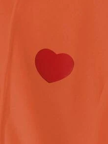 GlowEve Women's Drop Shoulder Long Sleeve Heart Pattern Drawstring Sweatshirt - Orange - View 3