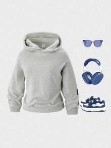 Explorewe Girls' Solid Color Pullover Hoodie, Versatile Casual Sportswear For Older Tween Girl - Apricot - View 3