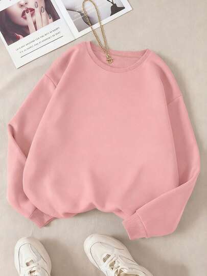 INAWLY Sudadera casual para mujer, linda y de moda, versátil para uso diario, ropa deportiva, otoño/invierno, temporada de regreso a clases, tono rosa