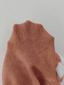Elenzga Áo khoác cardigan ngắn cổ tròn xếp nếp dệt kim ôm sát mùa thu mới cho nữ, thiết kế nút kim loại, ngọt ngào cho ngày lễ tình nhân, đa năng - Rỉ Nâu - Xem 7
