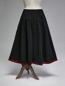 ROMWE EDITION Váy midi ren họa tiết xương rồng Gothic Giáng sinh xẻ tà cao, thắt eo, thắt eo cỡ lớn cho nữ - màu đen - Xem 6