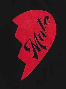 Manfinity VCAY 2件/包 针织印花短袖T恤 - 黑色 - 查看 6