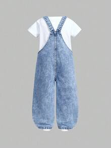 SHEIN ChillGRL 女孩年轻女孩新款碎花心形彩虹涂鸦时尚休闲柔软牛仔连体裤