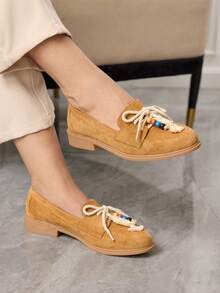 Sleekvia Women's Soft Bottom Loafers, British Style Leather Shoes, Versatile & Elegant For Commuting - Yellow - View 3