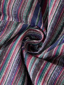 EMERY ROSE Plus Size Women Casual Vacation Style Everyday Commute Contrast Stripe Print Tie Waist Loose Wide Leg Pants Winter For Women Country Style For Women Country Concert - Multicolor - View 7