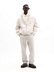 SUMWON 宽松版型抽绳慢跑裤，弹性裤脚，休闲舒适运动裤 - 杏色 - 查看 5