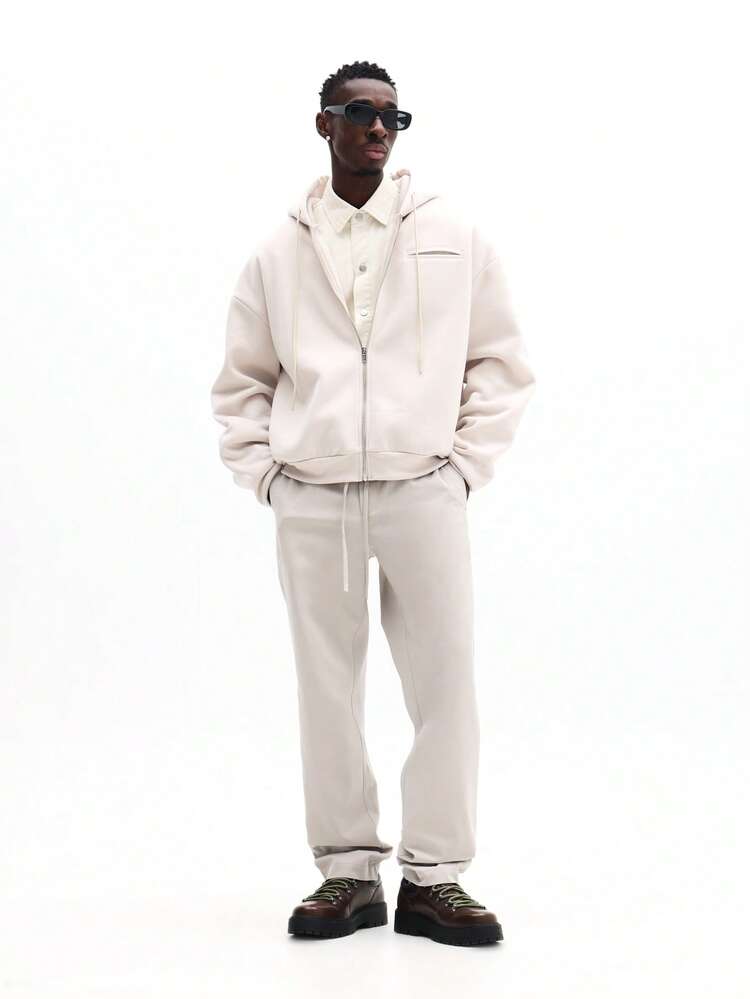 SUMWON 宽松版型抽绳慢跑裤，弹性裤脚，休闲舒适运动裤 - 杏色 - 查看 5