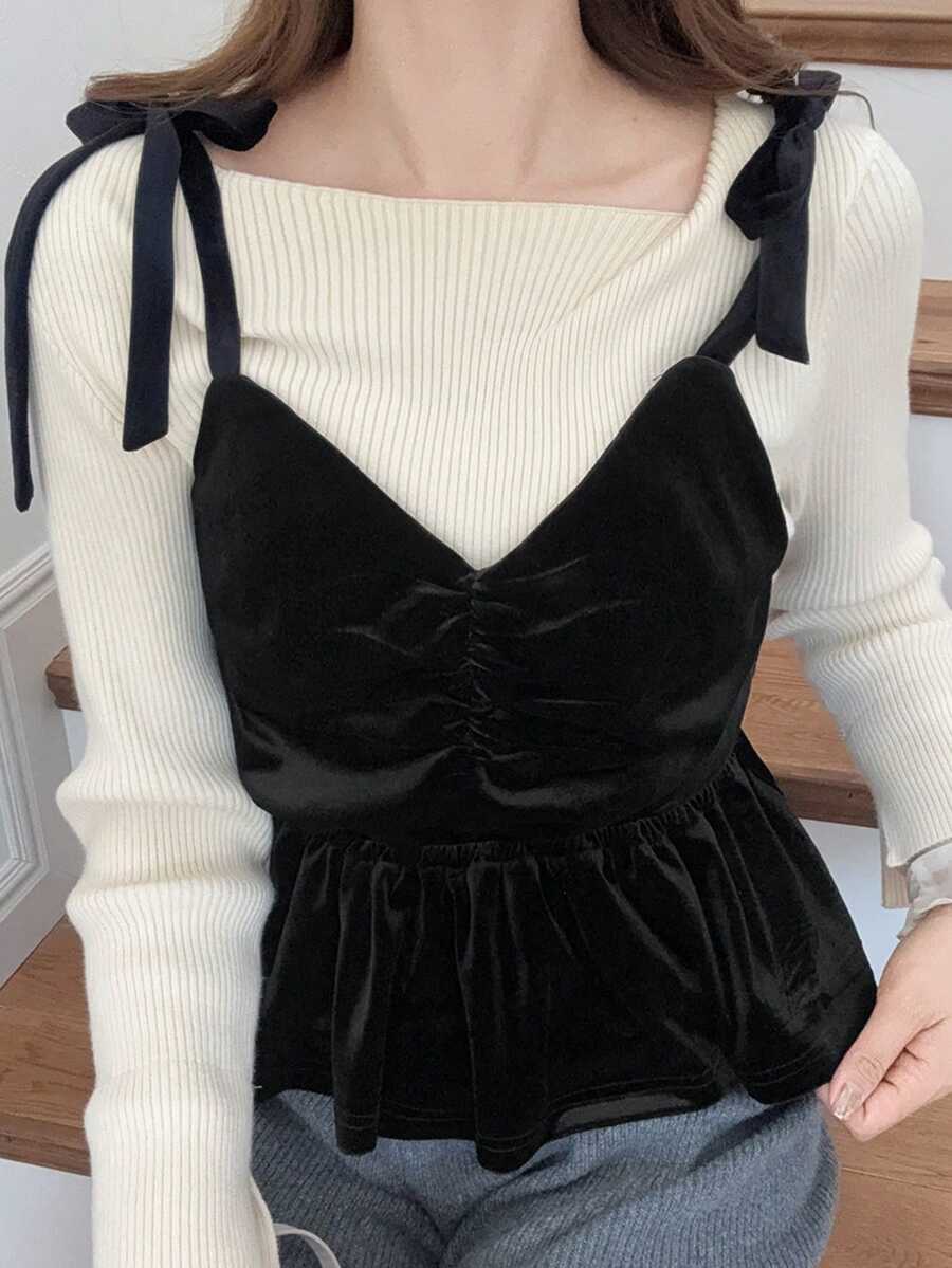 FRIFUL Women's Solid Color Minimalist Casual Camisole - Black - View 1