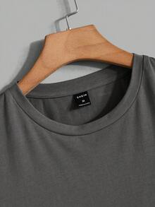 Manfinity VCAY 3pcs/Set Solid Color Men's Knitted Short Sleeve T-Shirt With Round Neckline, Summer - Grey - View 9