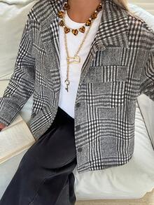 DAZY 女士休闲图案口袋常规款夹克，秋季女式外套