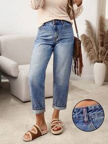 EMERY ROSE 女式褪色休闲牛仔裤 - 藍色 - 查看 6