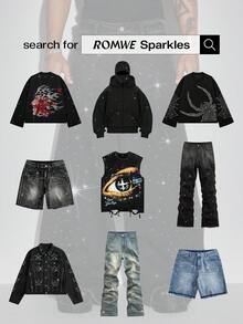 Street Life Camiseta de tirantes con estampado de figura para hombre (decoración aleatoria de rhinestones), verano - Multicolor - Ver 6