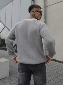 Artur Kramer 男士休闲字母图案插肩袖宽松毛衣，秋季