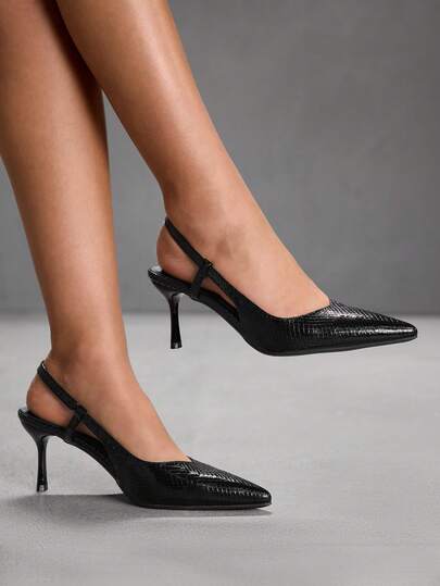 CUCCOO SZL Tacones altos de punta fina con estampado de serpiente negro, sexy y cómodos, versátiles para uso diario, tacones altos de mujer con correa de tobillo, elegantes para fiestas y ocasiones formales