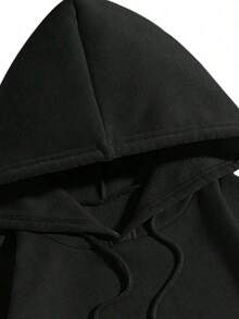 Sudadera para mujer estilo urbano BROOKLYN 1898 NEW YORK estampado textura suave holgada capucha manga larga otoño invierno uso diario hoodie - Negro - Ver 2