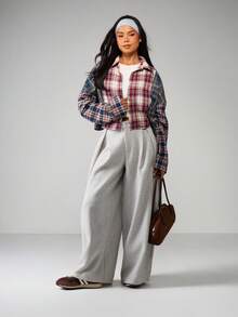 MISSGUIDED Áo sơ mi kẻ caro cỡ lớn cài nút tay dài nhiều màu áo cánh kẻ caro thu đông thường ngày có cổ - Nhiều màu - Xem 3