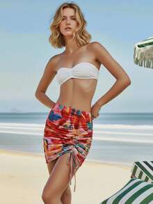 CAJUNI 女士海滩度假褶饰花卉长款罩衫 - 彩色 - 查看 1