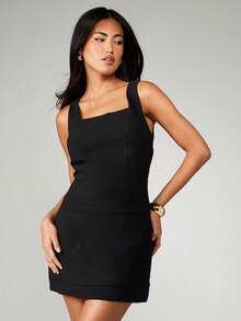 MISSGUIDED Sleek Square Neck Bodycon Mini Dress Perfect For Party Night Out Club Wear - Black - View 1
