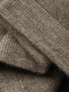 DAZY 女士休闲纯色V领开衫套装（含腰带和裤子）两件套，秋季款 - 卡其色 - 查看 7