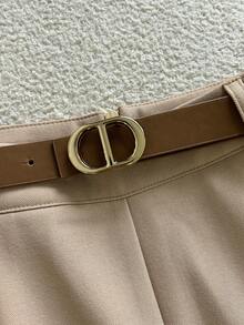 GlowEve 女士通勤优雅条纹长袖T恤和长裤两件套，带口袋和腰带