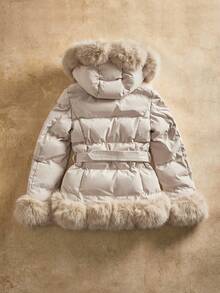 Anewsta 厚实中长款蓬松毛领绗缝女式夹克