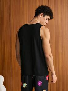 SWAVVY 3 件套男士春夏休闲背心套装无袖纯色度假基本款背心，适合男友礼物 - 黑與白 - 查看 2