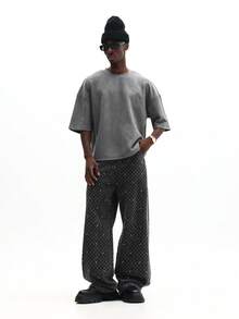 Áo thun nam SUMWON dáng regular fit, in hình chữ thập dập nổi, tay ngắn, cổ tròn, phong cách thường ngày, trơn. - Xám - Xem 5