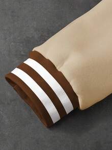 Manfinity Homme 男士休闲标语印花拼色长袖棒球领夹克，适合秋季，男士校队夹克，棒球夹克，纽约夹克 - 彩色 - 查看 3