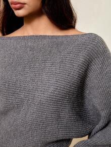 Lyxana Women's V-Neck Tie Front/Back Reversible Knit Top - Grey - View 5